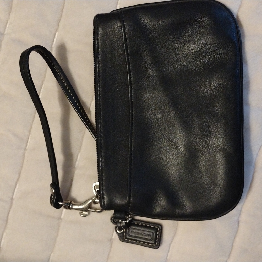 Coach Black leather wristlet